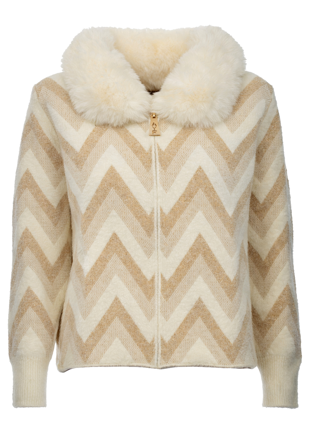 GIACCA COLLO PELLICCIA CHEVRON,3 TG,30%PL 60%NY 10%MF, MADE IN PRC          